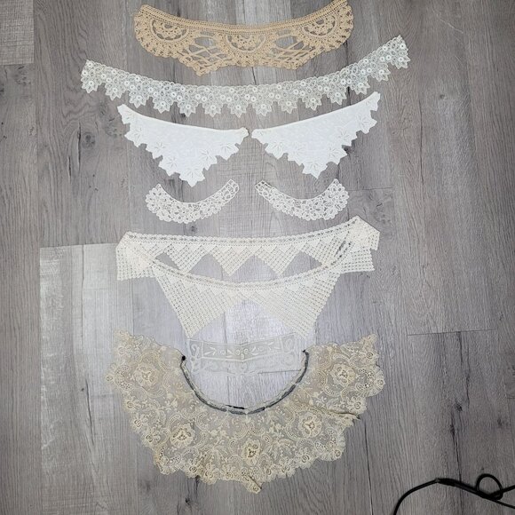 Vintage Lace Collar & Trim Assortment 7 Pieces Beige & White Intricate Designs F - Picture 5 of 6